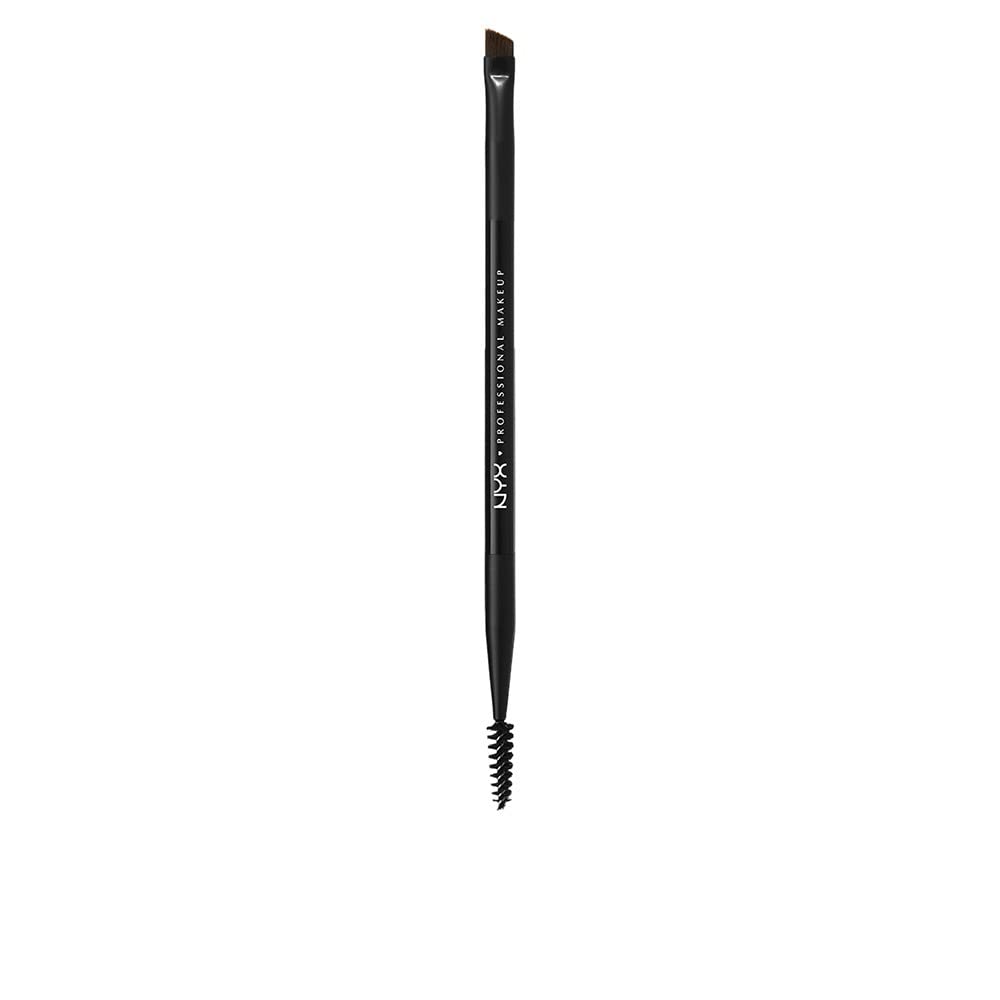 NYX Professional Makeup Pro Dual Brow Brush, Dual-Sided with Spoolie Brush and Angled Cut Brush, Black