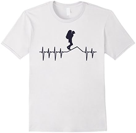 Mens Heartbeat Hike - Funny Mountaing Hiking &amp; Climbing Tee Medium White