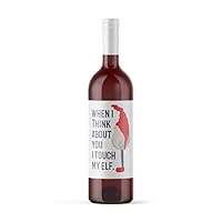 Naughty Elf Christmas Wine Label - Cheeky Holiday Sticker To Add Some Spice To Your Festivities - Printed on High-Quality Waterproof Polyester Stock in USA by RitzyRose