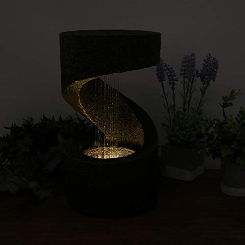 Sunnydaze Winding Showers Tabletop Water Fountain with LED Light, Indoor Contemporary Waterfall Feature, 13-Inch Tall - Thumbnail 2