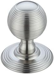 Fulton & Bray FB306SC Ringed Mortice Knob on Round Rose Concealed Fix Satin Chrome, Chrome,rose