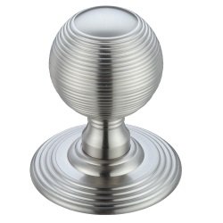 Fulton & Bray FB306SC Ringed Mortice Knob on Round Rose Concealed Fix Satin Chrome