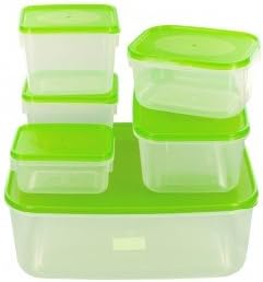 Portion Perfect Food Storage Containers with Lids 6-piece Variety Set Featuring Durable rectangular, transparent plastic containers with Snap-Close Lids. Microwave, Freezer and Dishwasher Safe!