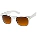 zeroUV - Classic Driving Blue Blocking Amber Tinted Lens Horn Rimmed Sunglasses 55mm (Shiny White/Amber)