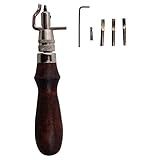 Yangou 7 in 1 Pro Adjustable Stitching Groover and Creasing Edge Beveler,Leathercraft Kits, Leather Carving Cutting Edge Tools,Wood & Steel Hand Tool
