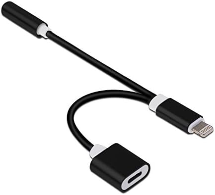 2 in 1 Lightning Cable to 3.5mm Headphone Jack and Charging Adapter iPhone 7 /7 Plus,Listen to Music with Favorite Headphone and Charge Your iPhone7 At the Same time(Black)