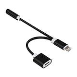 2 in 1 Lightning iPhone 7 Adapter & Splitter, Lightning Charger and 3.5mm Earphone Stereo Jack Cable Adapter for iPhone 7/7 Plus(Black)