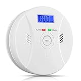 Combination Smoke and Carbon Monoxide Detector with Display, Battery Operated Travel Portable Fire CO Alarm for Home and Kitchen