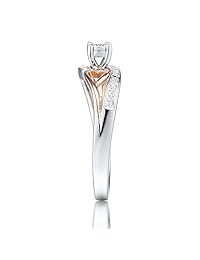 Anillo de compromiso de diamante en oro rosa de 10 quilates y plata de ley de 1 10 quilates