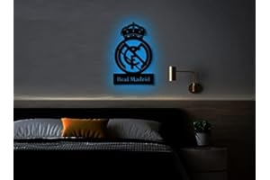 Inder Craftled L.E.D Logo Real Madrid CF Logo, Home Decor Multicolor L.E.D Logo for Kids, Fits Bedroom, Living Room, Kitchen & Bath (24X24)