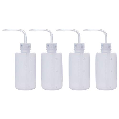 4 Pcs 250ml Plastic Safety Lab Wash Bottle,Squeeze Bottle with Scale Labels (8 oz/4 Bottle).