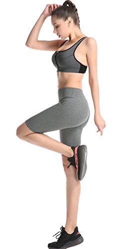 ABUSA Women's Cotton Workout Bike Yoga Shorts - Tummy Control S Gray - Thumbnail 5