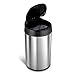 NINESTARS DZT-40-8 Automatic Touchless Infrared Motion Sensor Trash Can, 11 Gal 40L, Stainless Steel Base (Round, Black Lid)