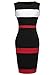 WOOSEA Women's Sleeveless Voguish Colorblock Stripe Cocktail Party Pencil Dress (Large, Black)
