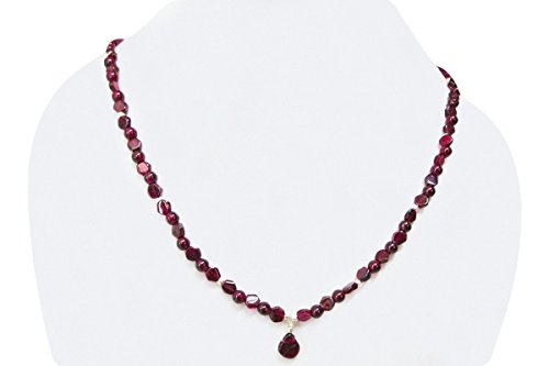 Natural Gemstone Garnet Beads Necklace Strand with Sterling Silver Findings 16 " Handmade Jewelry