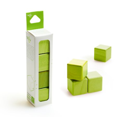 4 Piece Tegu Magnetic Wooden Block Cube Set, Green