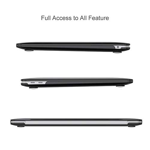 New MacBook Air 13 Inch Case A1932 2018 Release, Skyera Laptop Case Smooth Matte Frosted Hard Shell Cover for Apple MacBook Air 13 Inch with Retina Display fits Touch ID with Keyboard Cover (Black)