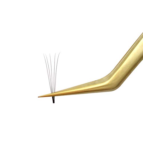 Eyelash Extension Tweezers for Make Fans 3D 4D 5D 6D 8D Volume Lashes Professional Precision Stainless Steel Mega Curved Angled Tips Lashing 45 Degree Tweezer Tools for Eye Lash Extensions Supplies