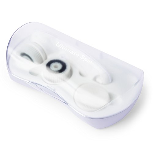 My Life My Shop Ultimate Spin Face Brush Daily Cleansing System, Facial cleansing brush designed for shower use. Includes 3 customized brushes and a protective travel case, Purple