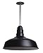 The Carson Modern Farmhouse Pendant Light | Steel Barn Light with Rigid Stem for Ceiling | Heavy Duty Steel Light | Made in America | Strong Industrial Lighting (Matte Black)