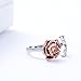 Meow Star Rose Ring Leaf Flower Ring Adjustable Cuff Ring for Women(Gold Plated)