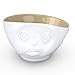 FIFTYEIGHT PRODUCTS TASSEN Porcelain Bowl, Sulking Face Edition, 16 oz. White Outside, Sand Color Inside