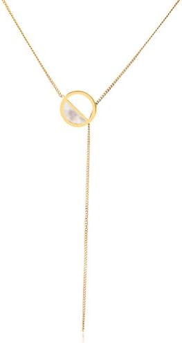OSIANA Love Y Necklace Stainless Steel 14K Gold Plated Shaped Lariat Chain Necklace for Women Girls