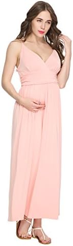 Amelia Pink Women's Maternity Shoulder Straps Sweetheart Party Maxi Dress