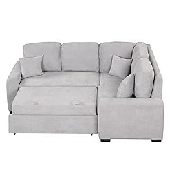 3 in 1 Convertible Sectional Sofa with Pull Out Bed