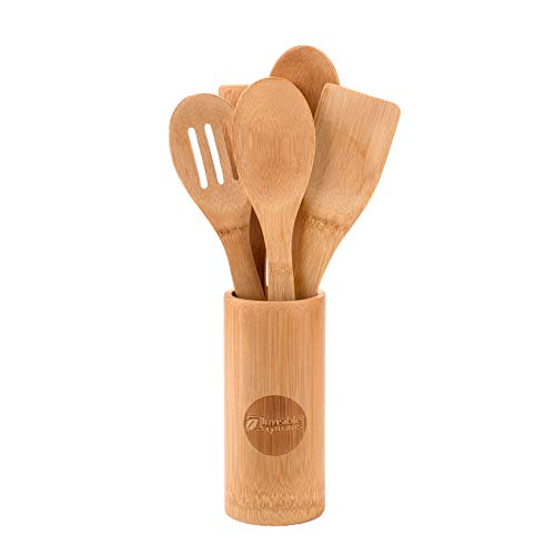 Invisible Footprints Bamboo Cooking Utensils Set of 6 Kitchen Wooden