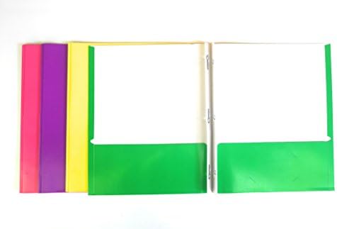 2 Pocket Folders With Prongs 4 Piece Bundle Yellow Green Pink Purple