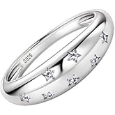 JIHANNA 7 Stone Moissanite Rings for Women Bezel Set Wedding Bands Sterling Silver Rings with D Color VVS1 Moissanites Anniversary Rings for Her