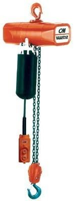 Electric Chain Hoist, Single Phase, Hook Mount, 1 Ton Capacity, 10' Lift, 8 fpm Max Lift Speed, 1-1/8" Hook Opening, 115V