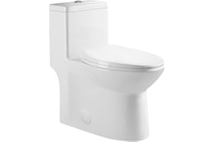 DeerValley Symmetry One Piece Toilet, Dual Flush 1.1/1.6 GPF Elongated Standard Toilet for Bathroom, Toilets with Comfortable Seat Height (Seat Included) (White)