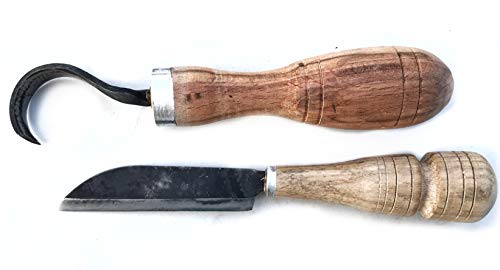 Spoon Carving Tool/Knife Set - 2pcs: Wood Carving Tool & Spoon Carving Hooked Knife. Best Set for Carving Spoons Bowls kuksa and Cups - by Stamesky. - Thumbnail 6