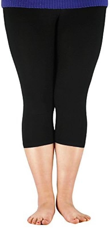Premium Soft Dress Leggings Bamboo Capri Pants Under for Women Light Comfy Fit Plus Size Black 