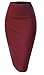Women Elastic Waist Band Stretchy Fabric Pencil Skirt (Medium, Burgundy)