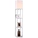 Brightech – Maxwell USB Shelf Floor Lamp – Mood Lighting for your Living Room and Bedroom – Shade Diffused Light Source with Open-Box Shelves – Orchid White