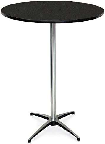 McCourt 72012HLBG Laminate Pedestal Table, 24" Diameter x 42" H x 24" Base, Blackstar Granite