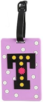 Colorful &amp; Fun Initial Themed Travel Suitcase ID Luggage Tag and Suitcase Label ('T' initial ~ 4" x 2.5")