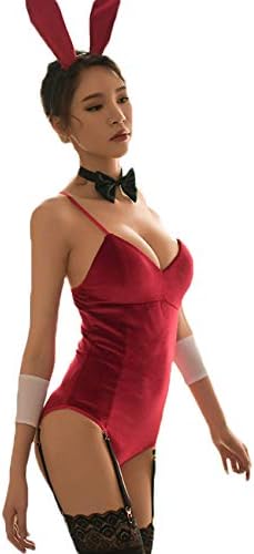 Lvoydor Womens Japanese Cosplay Bunny Girl One Piece Swimsuit Front Bottom Zipper Swimwear