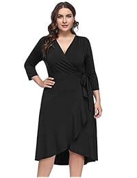 Hanna Nikole vestido de mujer con cuello en V, manga 3 4, para cóctel, fiesta, casual