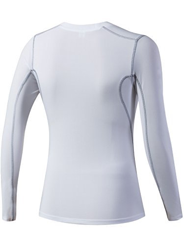 Lavento Women's Compression Shirts Long Sleeve Workout Shirts (Medium,3 Pack-Black/Heather Gray/White)