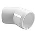 FORMUFIT 1-1/4” 45 Degree Furniture Grade PVC Fitting in White, Made in USA, UV-Resistant, Impact-Proof, 1.660” Actual Socket Diameter (Pack of 4) - F11445E-WH-4
