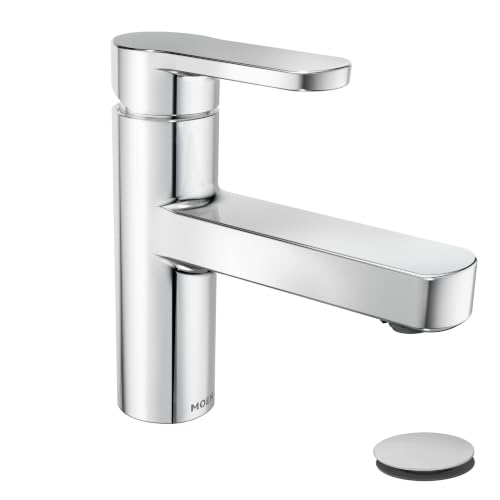 Moen Laris Chrome One-Handle Single Hole Modern Bathroom Sink Faucet with Optional...