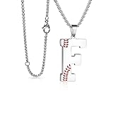 Baseball Necklace for Boys Men Initial A-Z Letter