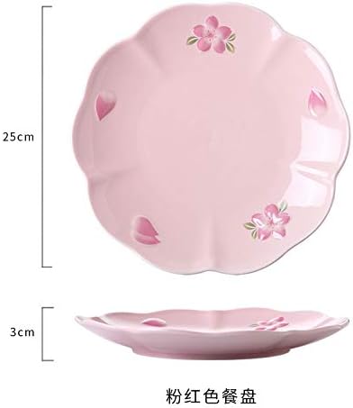 Cherry Blossom Embossed Flower Rice Plate Japanese Style Plate Set Plate Photo Nordic disc Plate Home Ceramic Plate Pink 10 inch