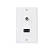 Cable Matters HDMI Wall Plate with Coax Outlet (Coax Wall Plate) in White