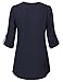 Business Casual Tops for Women, Timeson Ladies Lightweight Long Sleeve Chiffon Blouse V Neck Pleats Tunic Shirt Deep Blue XL