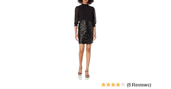 2 in 1 chiffon top sequin skirt bodycon dress